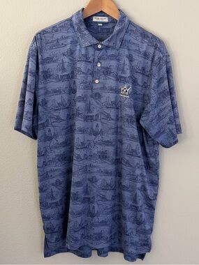 Peter Millar Polo Mens NY Skyline Kingsbarn Scotland Logo Summer Comfort